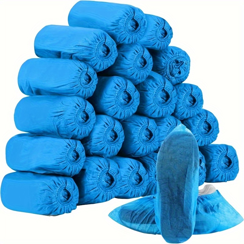 sovrascarpe in cpe goffrato usa e getta con elastico 40x14 blu scat. 100  pezzi