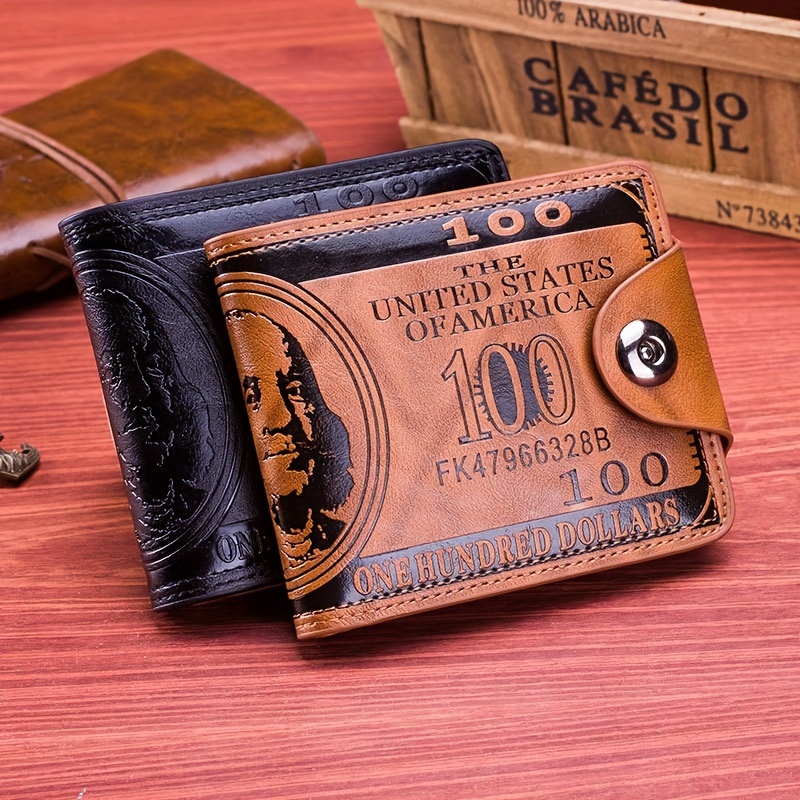 Men's PU Leather Figure Pattern Snap Button Wallet