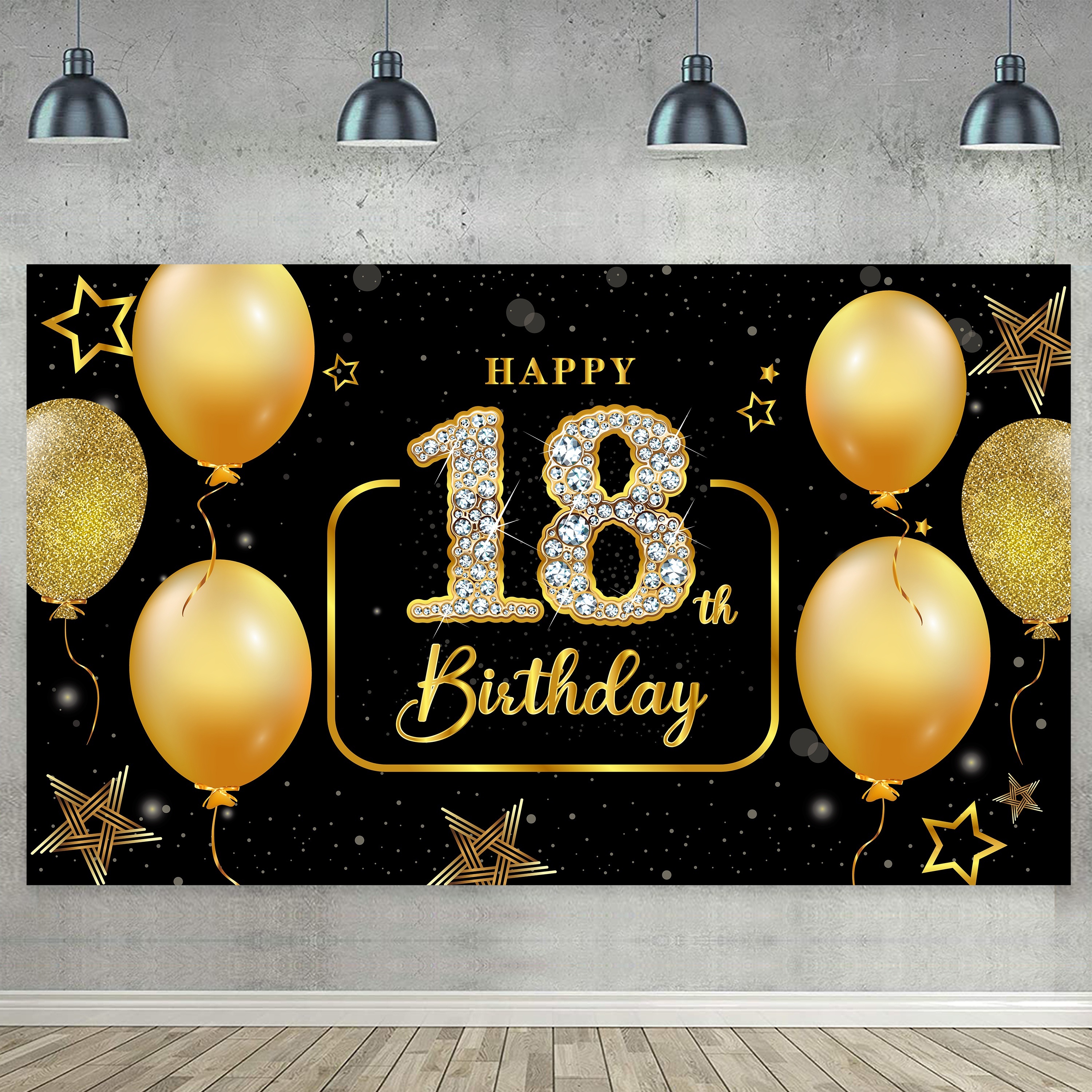 Decoración de cartel para 18 cumpleaños para hombre, color azul y dorado  para 18 cumpleaños, decoración de fondo para fotos de 18 años :  : Juguetes y Juegos