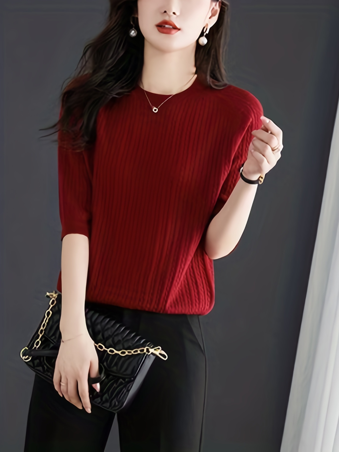 Half sleeve knitted discount sweater