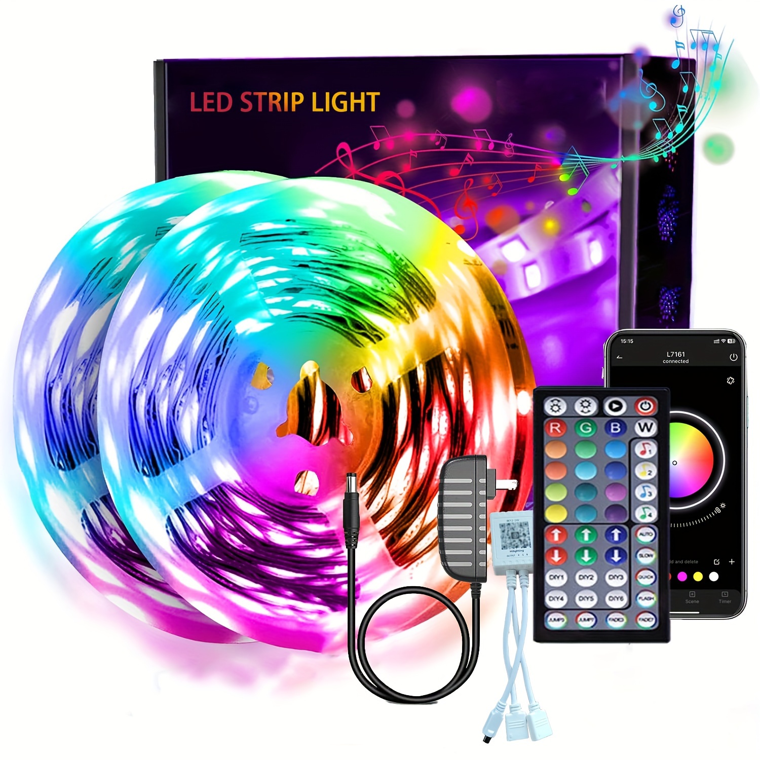 Led Strip Lights For Bedroom Music Sync Color Changing Rgb - Temu