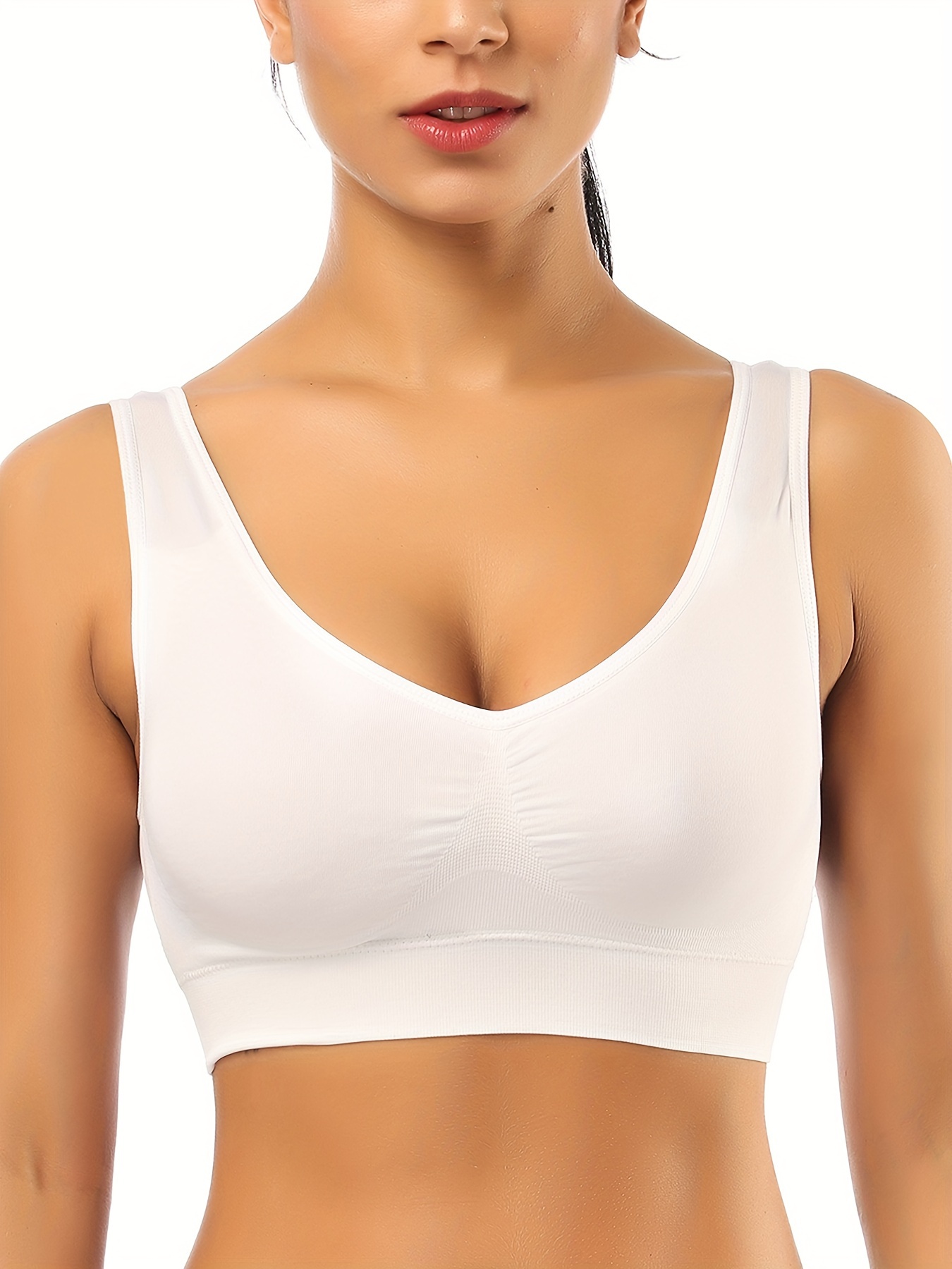 Solid Wireless Sports Bra Comfy Breathable Push Bra women's - Temu