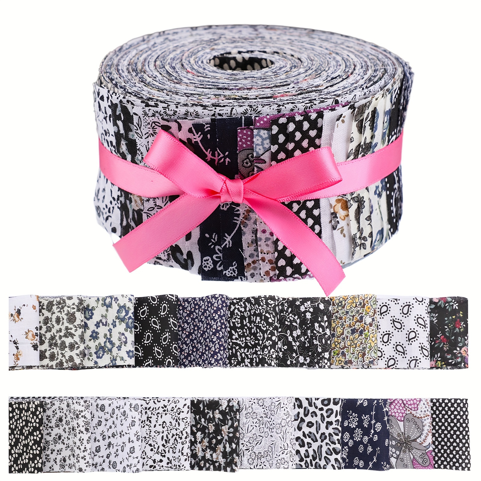 

40pcs Floral Cotton Fabric Patchwork Roll Cotton Quilting Fabric Roll Up Cotton Fabric Quilting Strips 2.55 Inches Precut Patchwork Roll For Craft Sewing Diy Crafts