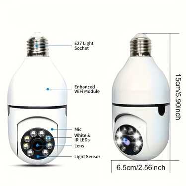 1pc light bulb security camera with e27 connector home wifi security camera 360 degree pan tilt panoramic surveillance camera smart motion detection two way audio wifi camera ip camera indoor outdoor security camera