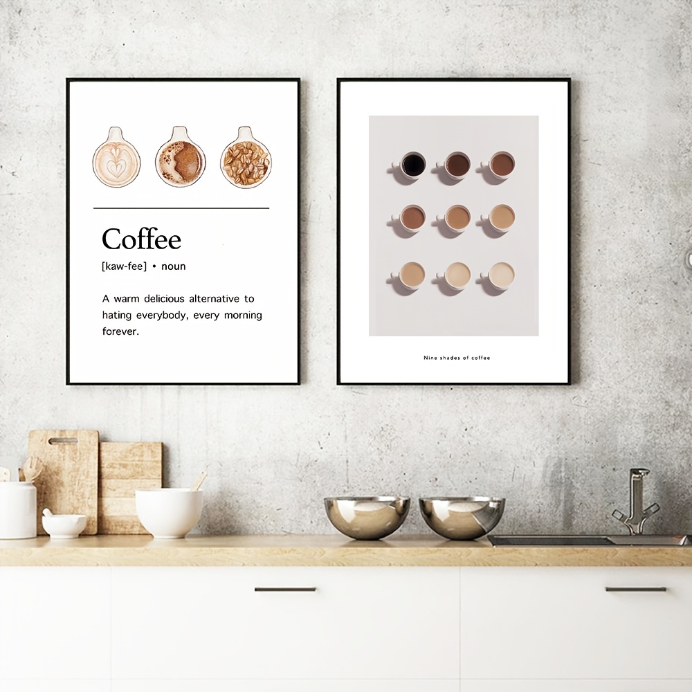 1 Stk. Kaffeeführer-Poster, Kaffeedefinitionsdrucke, Kaffeewanddekoration, Kaffeetassen-Leinwandgemälde, Küchenwanddekoration, Kaffeewandbilder, 12x8 Zoll, 16x12 Zoll, rahmenlos