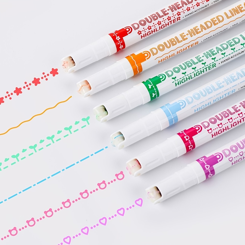 3/6pcs Kids Writing Curve Line Pen Stationery School Supplies Journaling  Colored Pens Note Curve Line Marker Curve Line Highlighter Pen Fine Point  Pen Fine Tip Markers B 3PCS 