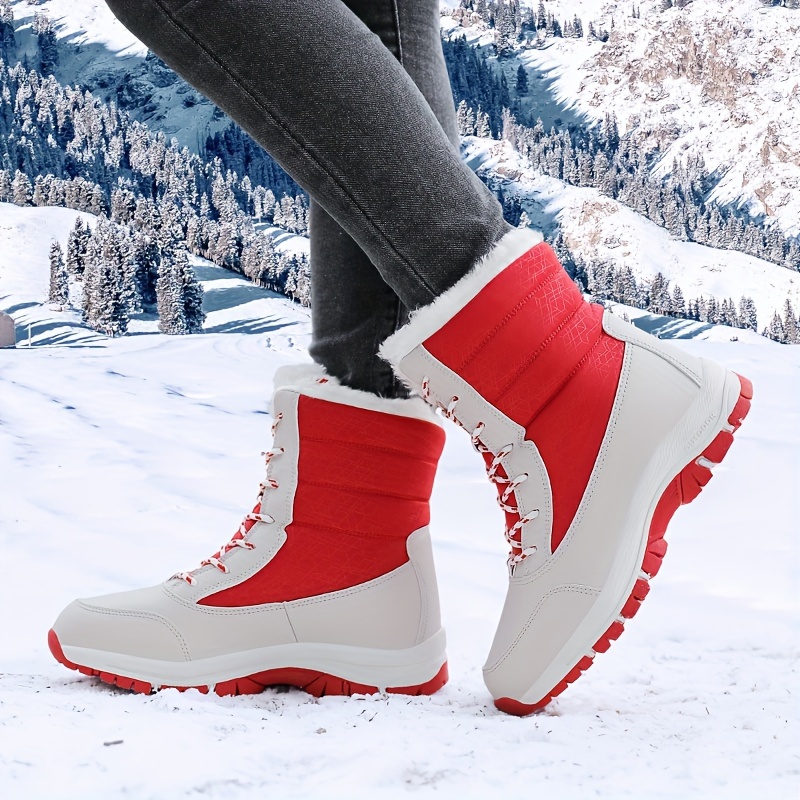 Shenduo Bottes Femme Cheville Hiver Neige Chaudes Fourrure Épaisses - Bottines Imperméables Peau De Vache