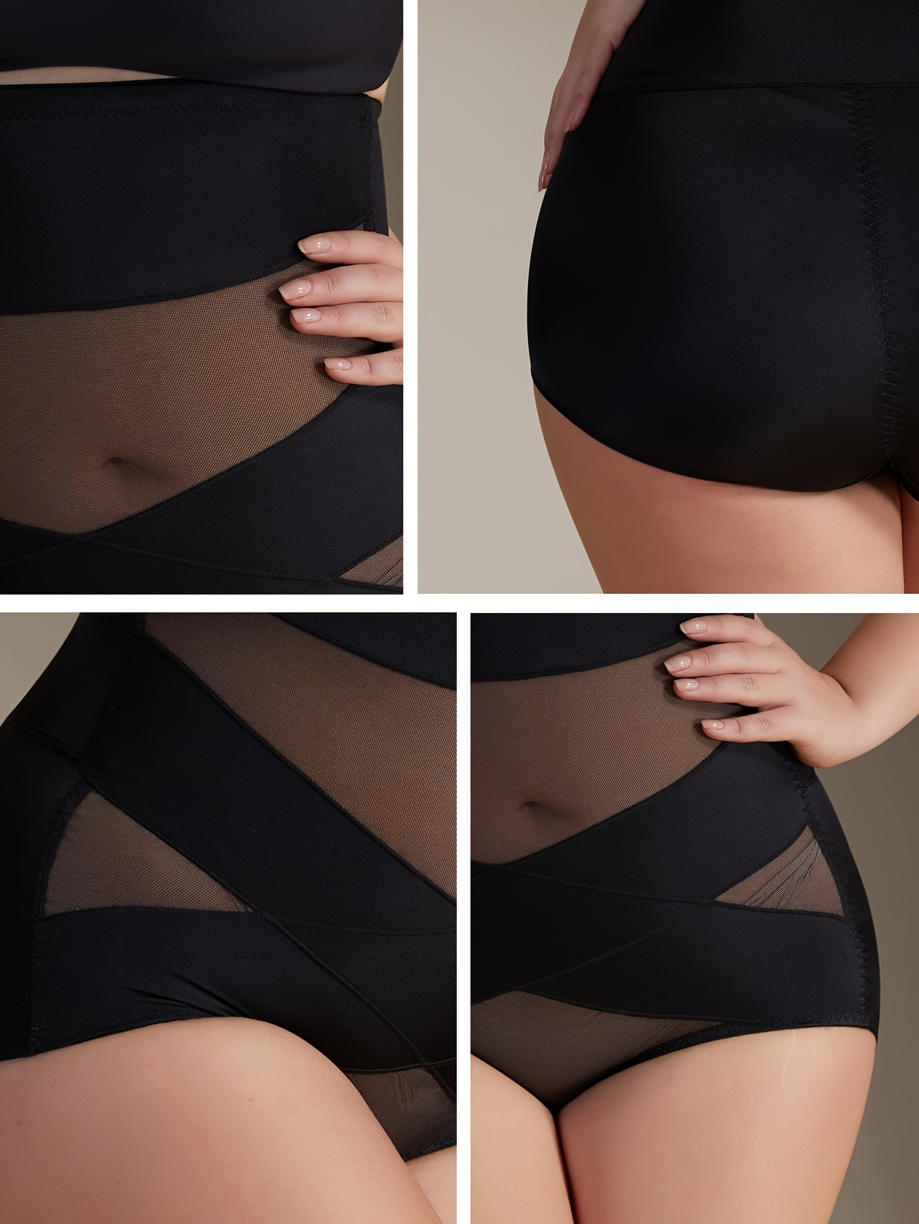 1pc High-Waist Tummy Control Shaping Panties with Cross-Compression Design - Seamless, No-Show Underwear for Women, Nylon & Elastane Blend, Machine Washable, Elegant Solid Color, Slimming Fit for Belly & Hips, Waist Slimming Panties|Crosscompression Panties|Before After Comparison, Tummy Control Underwear