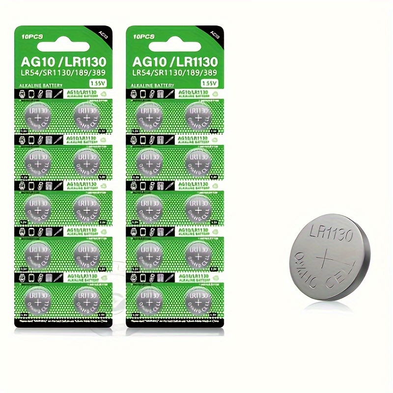 50PCS LR1130 LR 1130 1.5V Button Cell Coin 189 AG10 V10GA L1131 SR1130W  SR1130 389 LR54 SR54 Watch Alkaline Battery