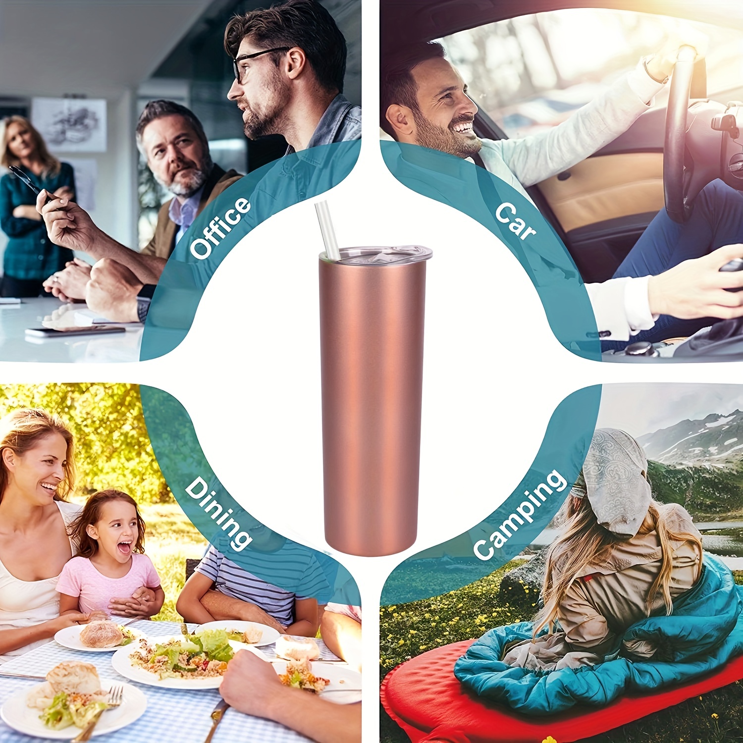 Skinny Tumbler, Stainless Steel Double Wall Water Bottle, Vacuum Insulated Slim  Cup With Lid Straw - Temu