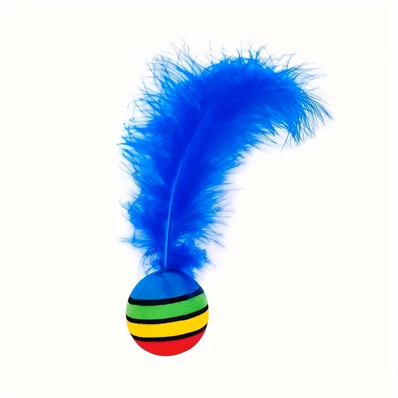 1 3 5 pack toy balls ow colored balls with artificial feathers indoor inte cat toys feline play Product details 3