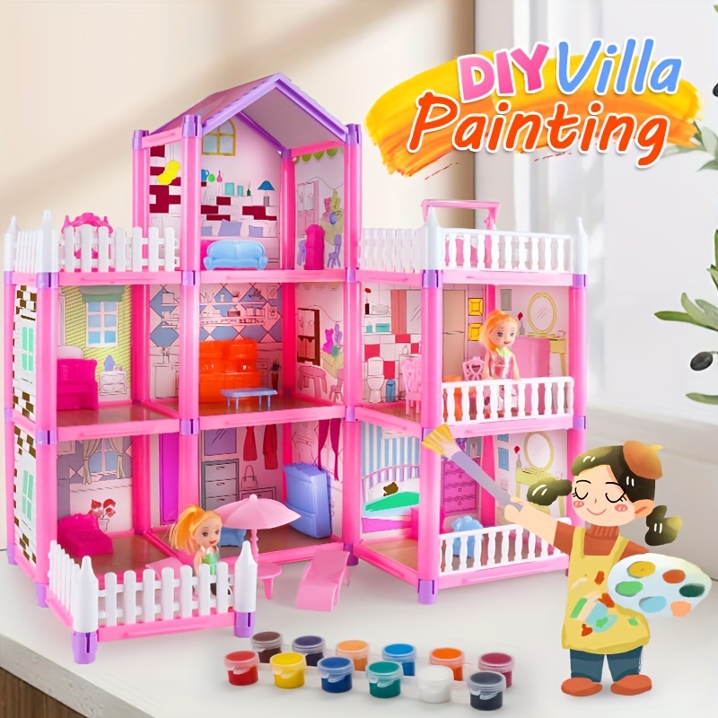 New Big Size Girls Princess Villa Toy Handmade Doll House Castle DIY House  Toy Dollhouse Birthday Gifts Educational Toys