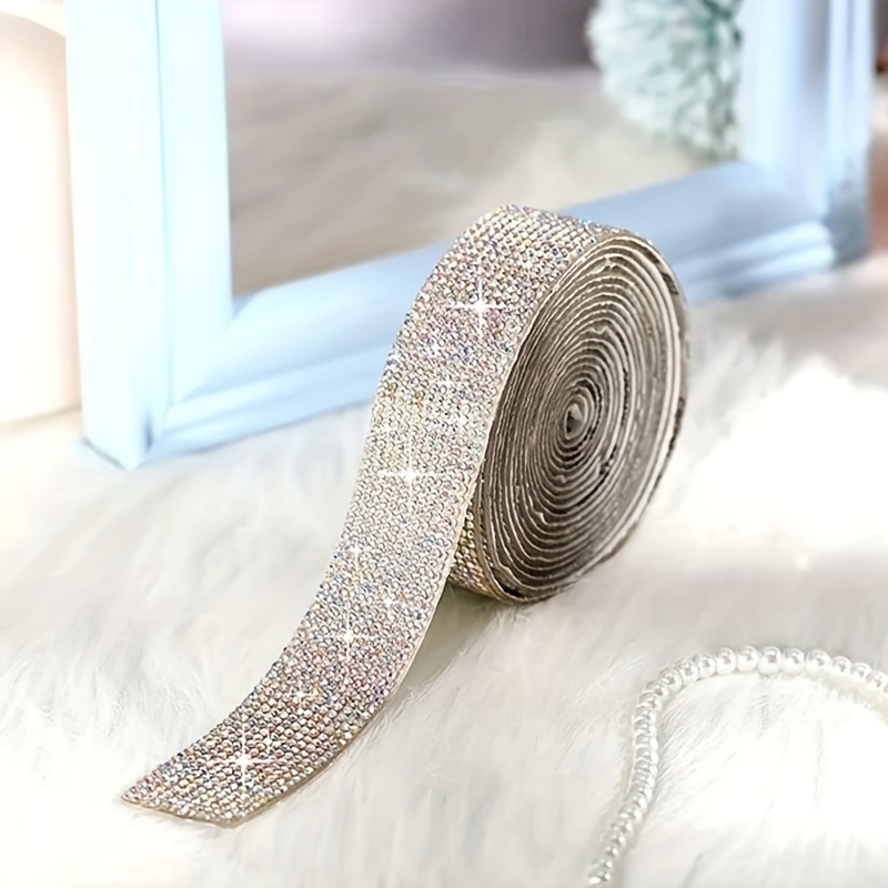 1 Yards/Roll, Adhesive Crystal Diamond Ribbon Sticker With 2mm Rhinestones  For DIY Decorative Arts Crafts Car Jewelry Decor 2 4 6 8 Rows Drill Party D