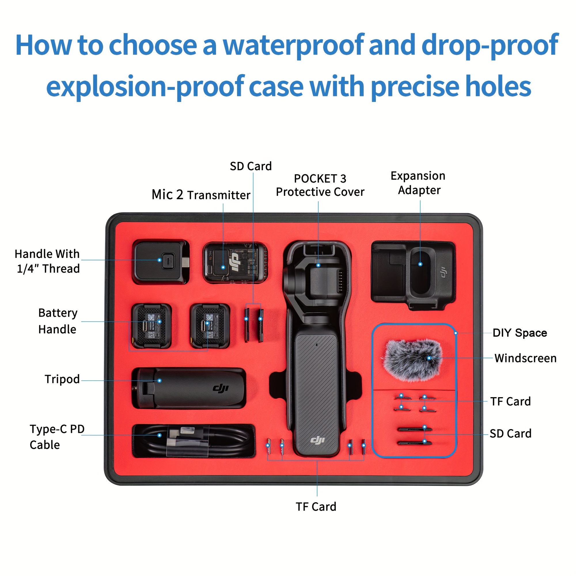 STARTRC OSMO Pocket 3 Hard Case, Multifunctional Portable Waterproof Hard  Case for DJI Pocket 3 Creator Combo Camera Accessories