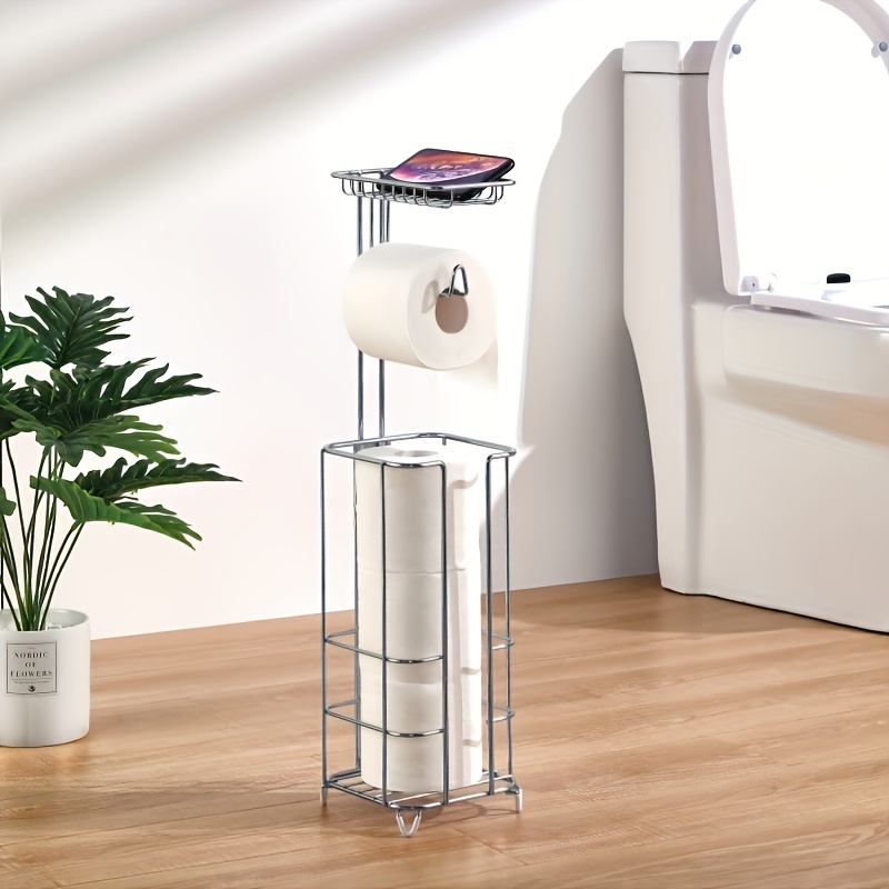 Toilet Paper Holder Stand With Shelf Tissue Stand With - Temu