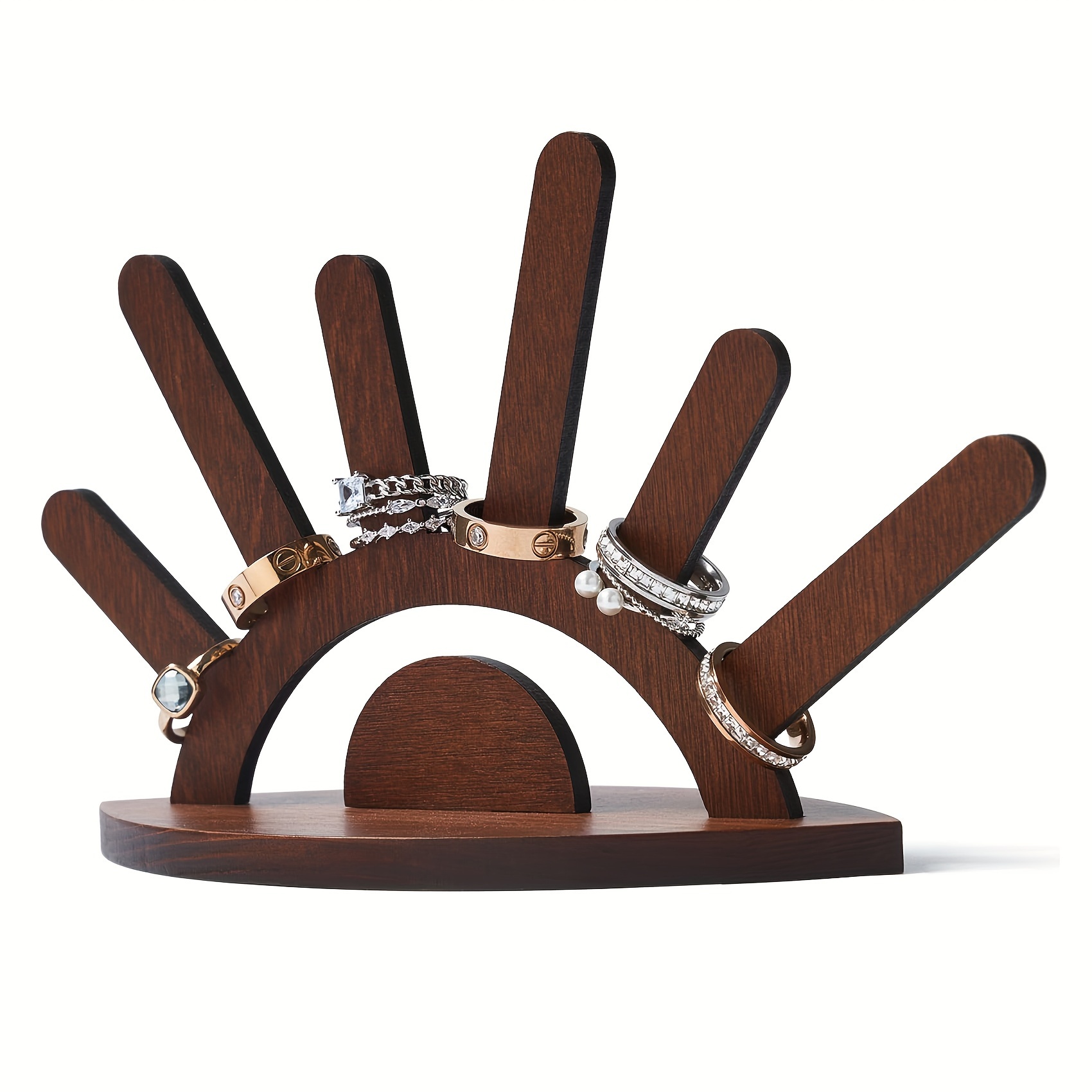 

1pc Brown Wooden Ring Holder, Ring Display Rack, Wood Ring Stand, Cute Jewelry Display Stand, Ring Display Stand, Christmas Birthday Engagement Gift For Women Her