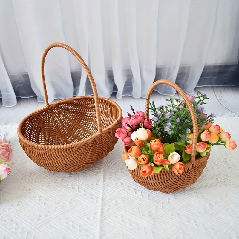 5PCS Handmade Woven Basket Bamboo Weaving Flower Baskets Storage