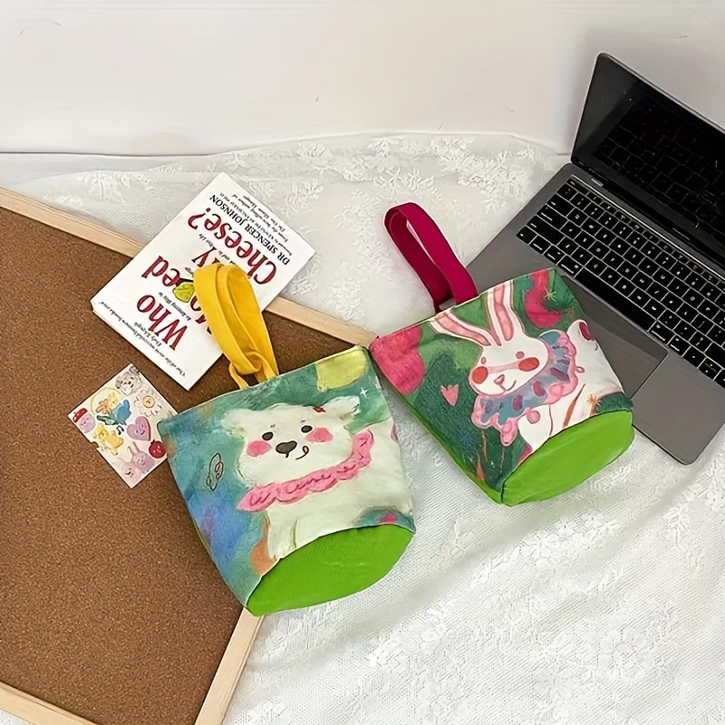Cute Mini Canvas Bag Smiley Pattern Single Shoulder Bag Reusable Foldable  Shopping Tote Bag Lunch Bag Perfect For Picnics
