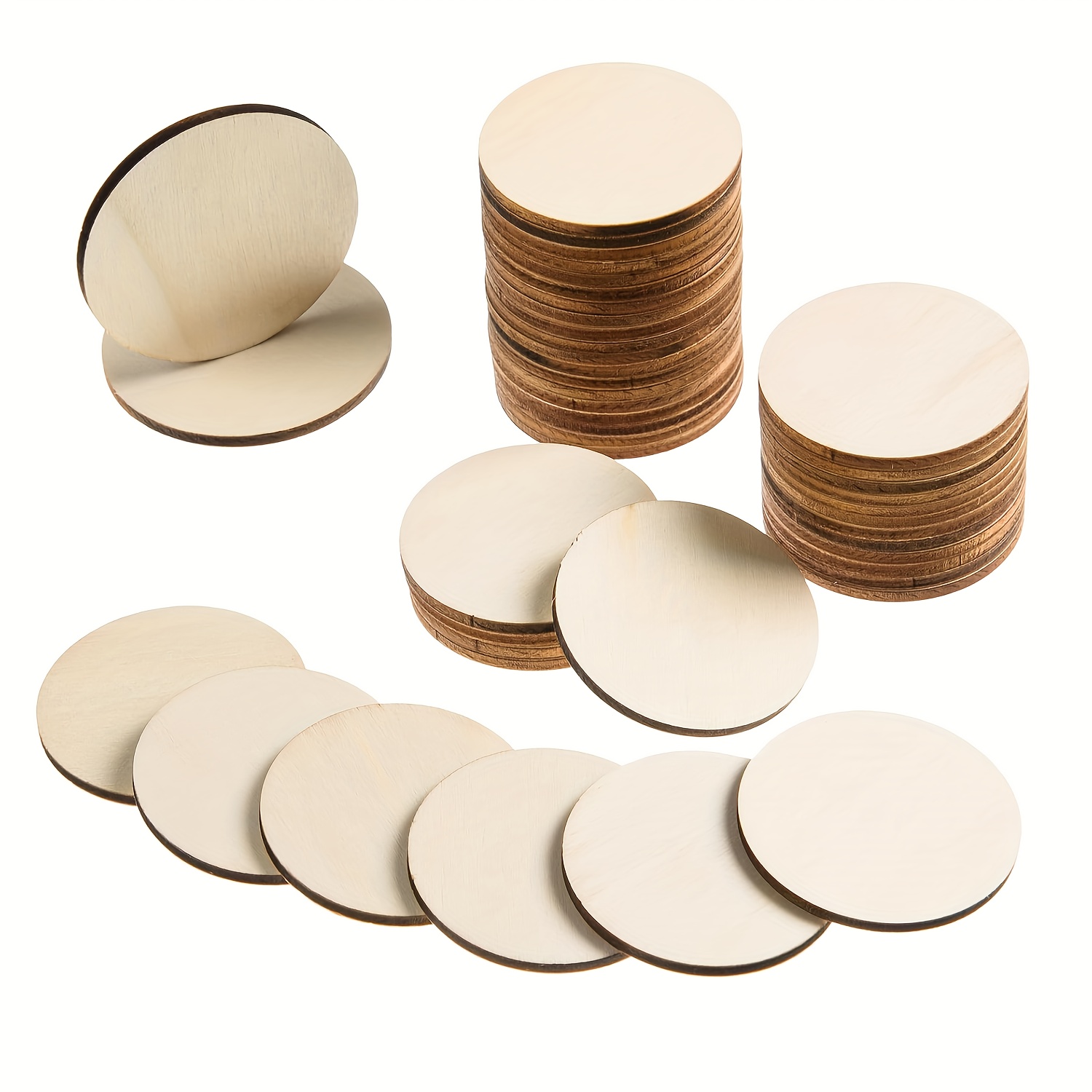 10x Unfinished Wooden Round Circle Discs Blank Embellishments DIY Art  Crafts