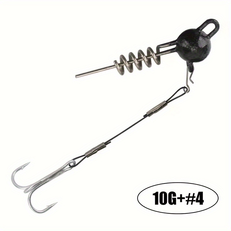 1pc/pack Large Soft Bait Fishing Hook With Spring Lock Pin Treble Hook Rig
