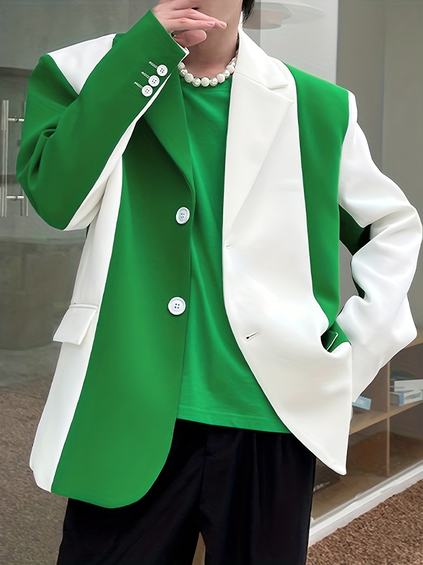 Emerald Green Double Breasted Plaid Tweed Blazer, Chic Slim Coat, Lapel  Neck Tweed Blazer, Fall Jacket -  Canada