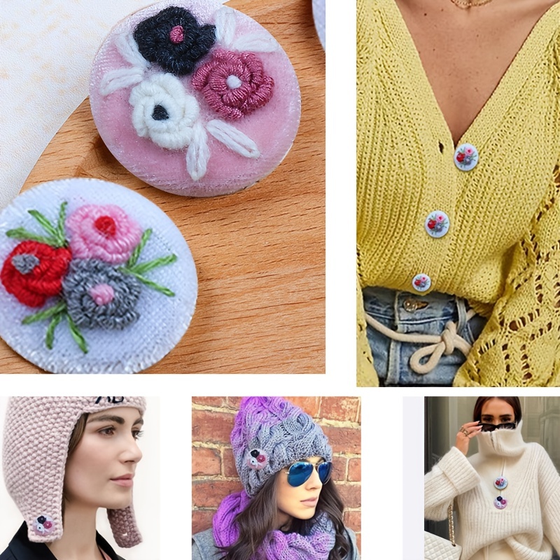 2pcs Handmade Flower Buttons, Vintage Buttons For Sweater Coat, Embroidered  Flower Buttons, Decorative Buttons, Three-dimensional Embroidered Cloth Bu