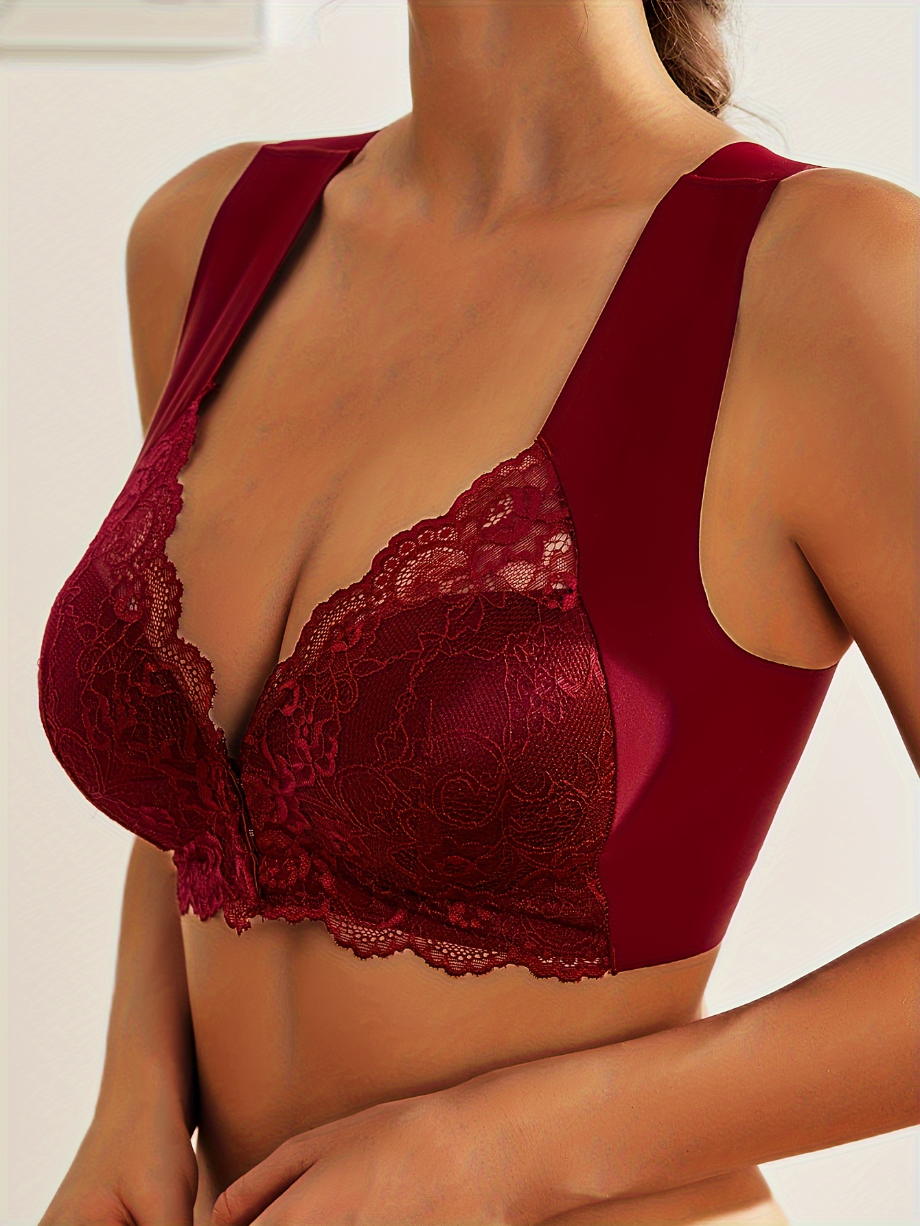Super Push-up Bra with Lace - Red - Ladies