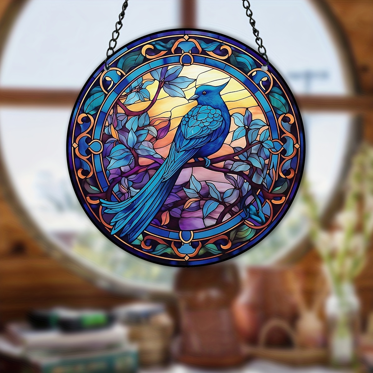 1pc Mini Stained Bird Window Hanging Suncatcher, Bird Stained Glass Window  Hanging, Spring Bird Variety Of Painted Window Panels, Stained Glass Bird H