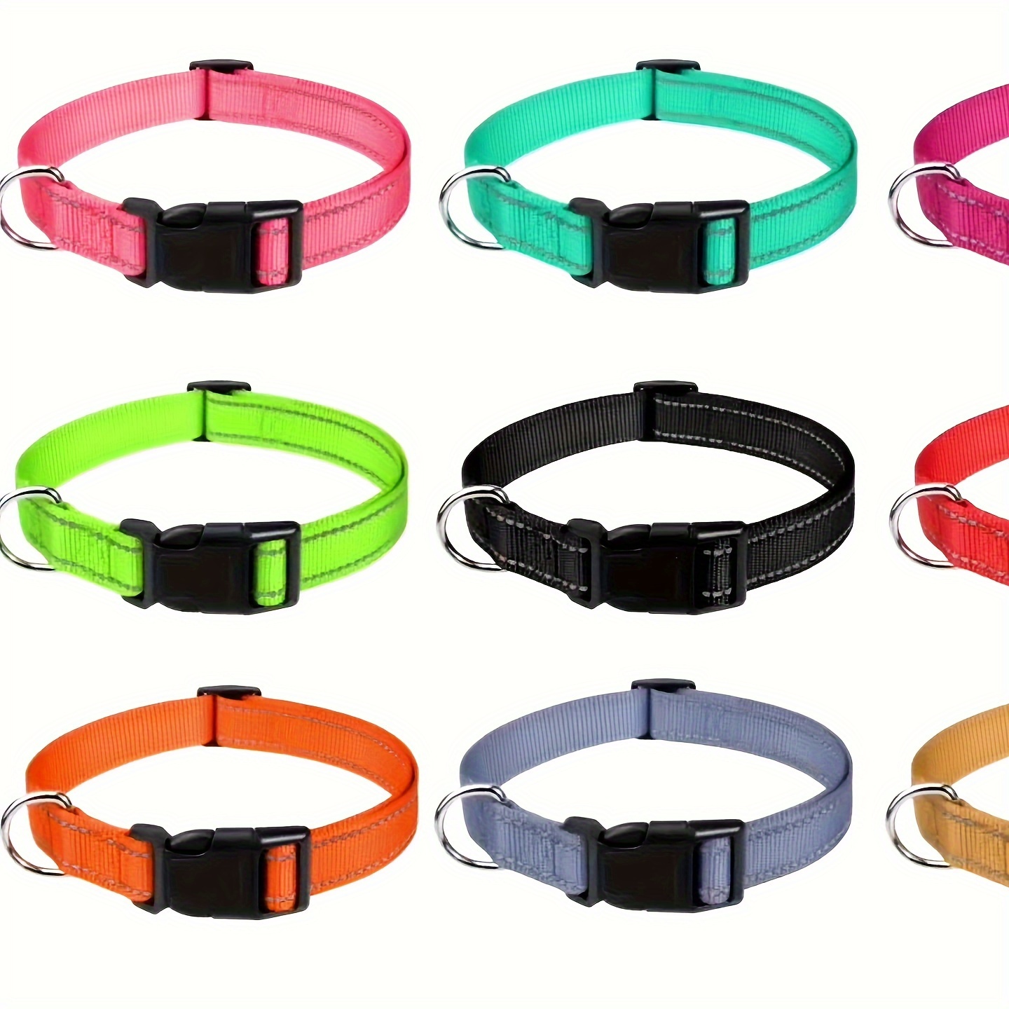 1pc Reflective Striped Dog Collar Escape Proof Nylon Dog Collar With Quick Release Buckle For Small Medium Large Sized Dogs Christmas Gift