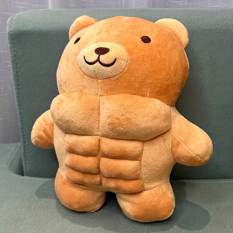 30cm/11.8in Cute Big Muscle Teddy Bear Stuffed Animals Toy Funny Plush  Pillow, Soft Plushie Lion Animal Doll, Christmas Creative Holiday Birthday  Gif