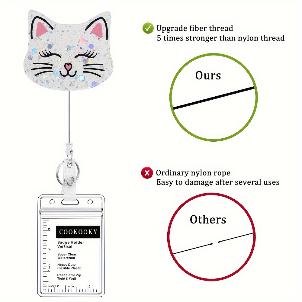 1PC Cat Badge Reel, Cute Badge Holder Retractable with ID Clip for Nurse  Accessories for Work, Funny Badge Holder Reels