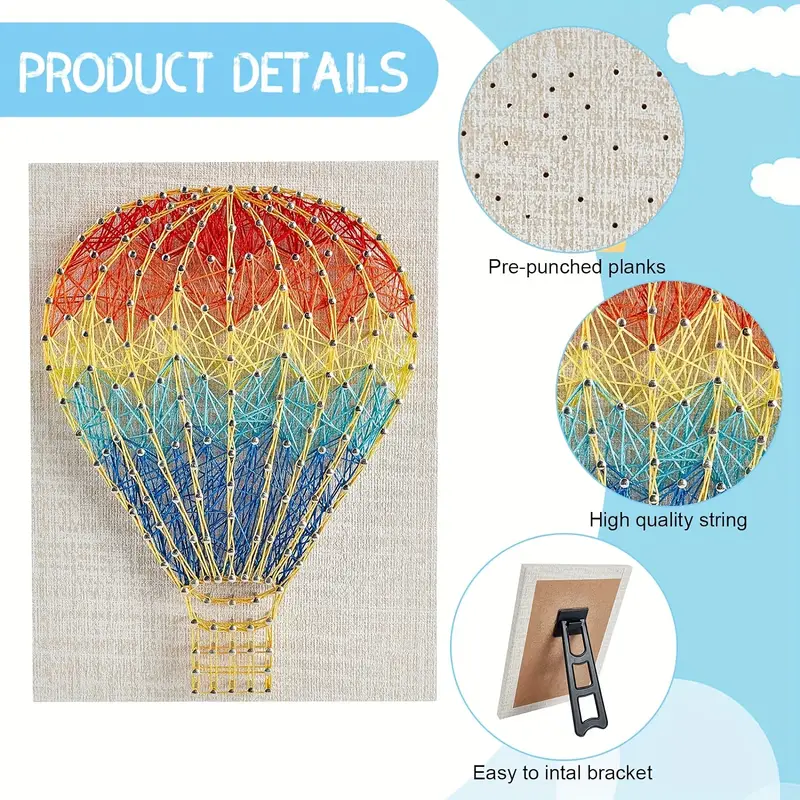 String Art Crafts Kit 3d Handmade Hot Air Balloon Diy String - Temu