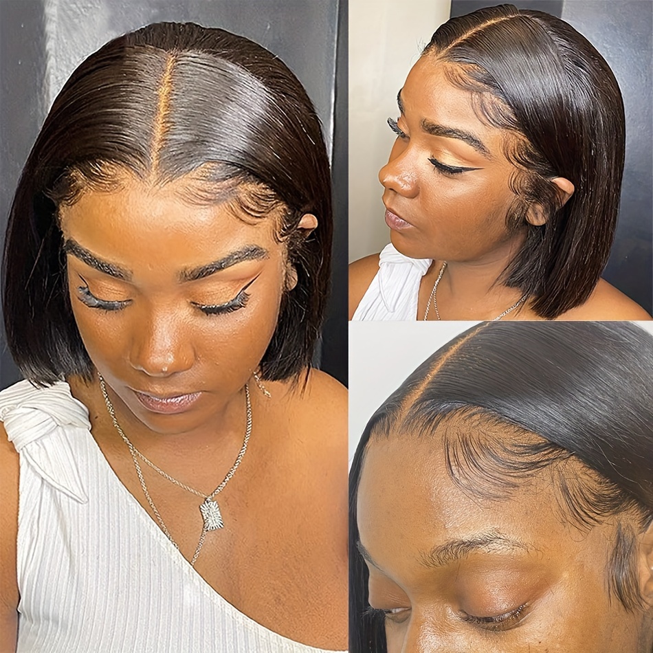 Brazilian Straight 13X14 Lace Front Wig Short Bob Pre Plucked Wig