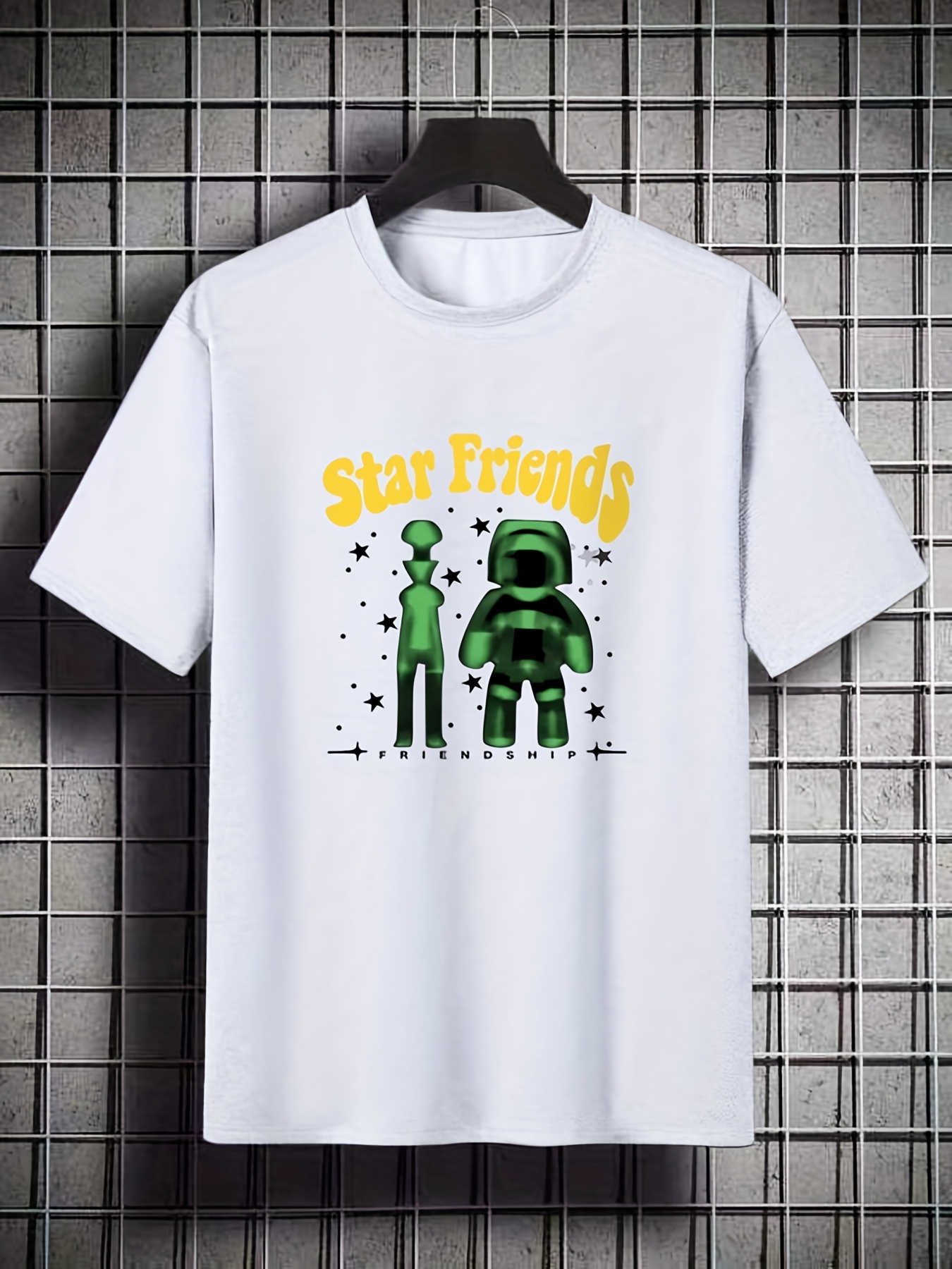 Plus Size Mens Star Friends Aliens Print T Shirt For Summer