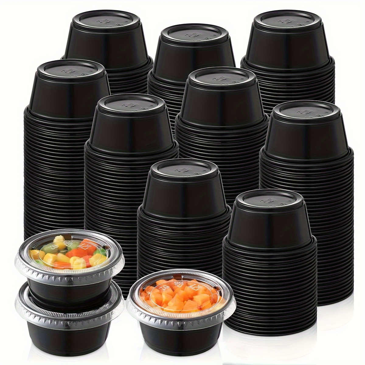 40mL Round Plastic Takeaway Sauce Container With Hinged Flat