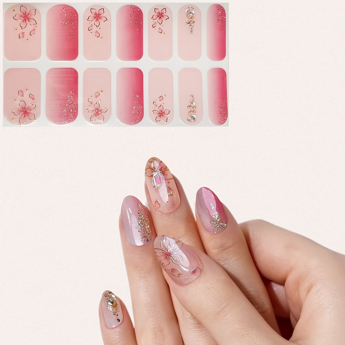 The Perfect Light Pink Glitter Nail Polish Wrap Strips for Short Nails 