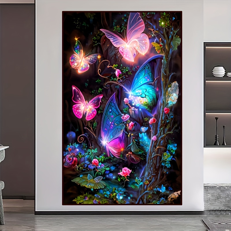 Diy Large Size Diamond Painting Kit 5d Butterfly Flower - Temu