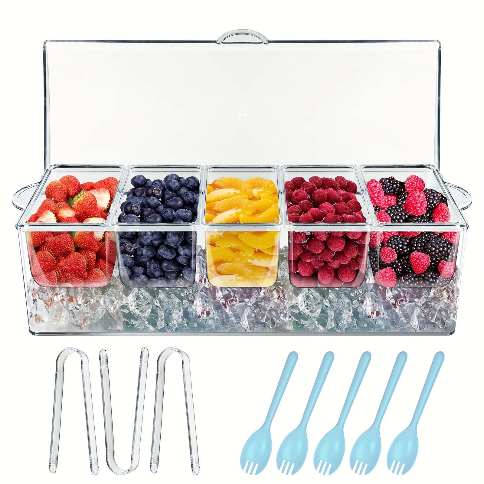 5 bandejas rectangulares de plástico transparente, bandeja de plástico  resistente de 10 x 14 pulgadas, bandeja de alimentos, bandejas decorativas  para