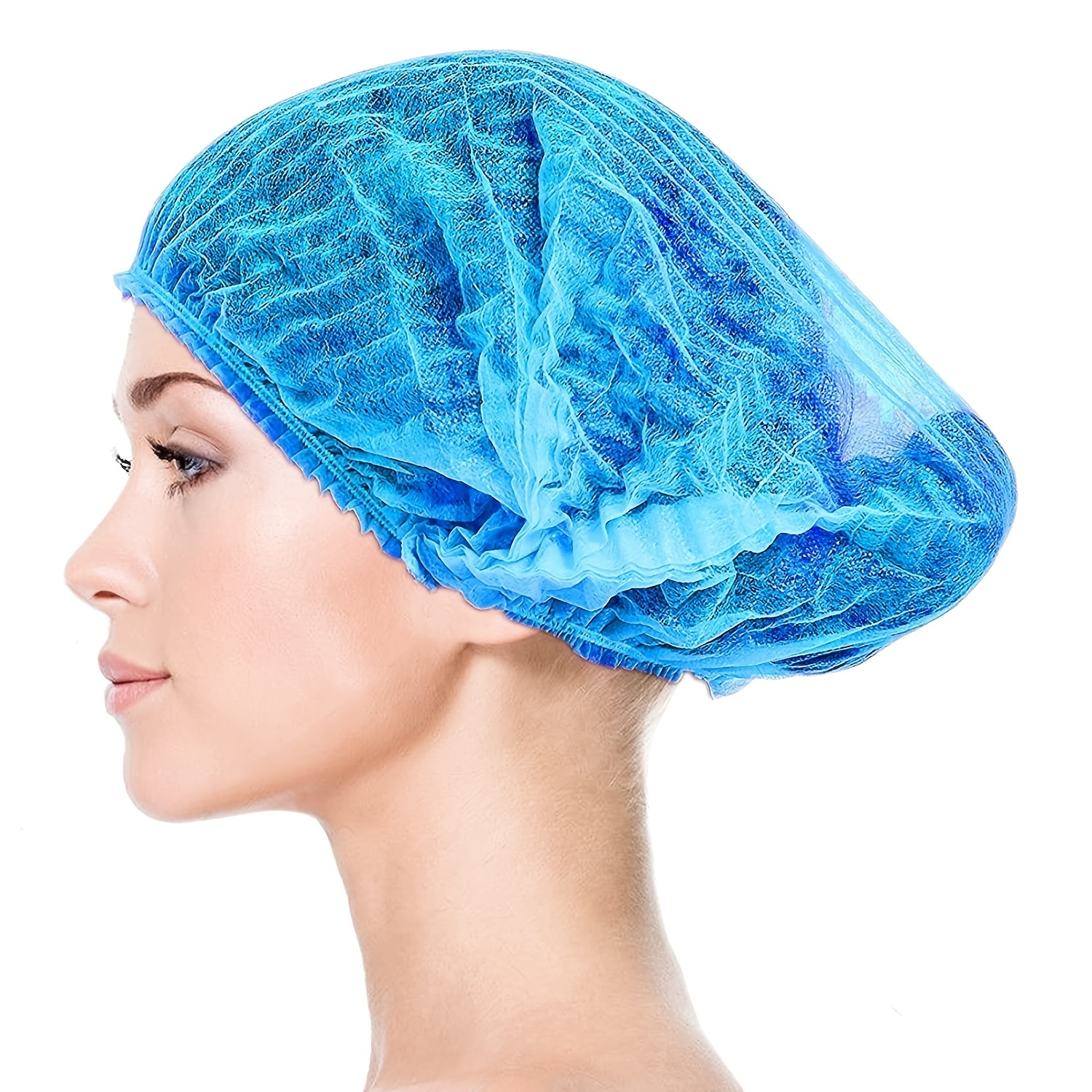 100pcs Disposable Caps 21 inch Hairnet Elastic Dust Cap Kitchen Head Cover