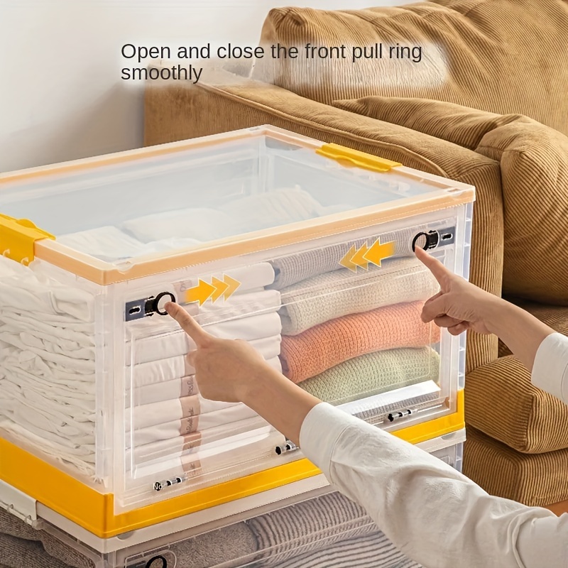 Plastic Storage Box, Foldable Transparent Storage Cabinet, Collapsible  Storage Trunks, Large Capacity Storage Bins For Children's Toys Snacks  Clothes Books, Stackable Storage Organizer For Home Storage & Organization  Bedroom Accessories - Temu