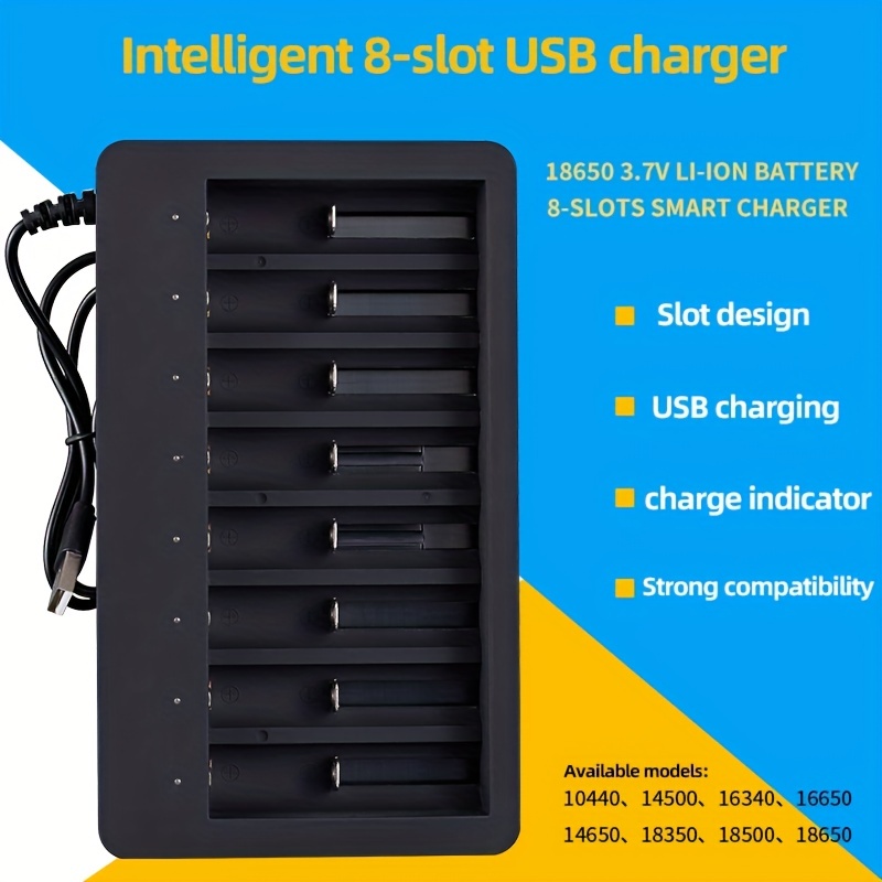 3.7V 18650 Chargeur Li-ion Batterie USB Charge Indépendante Portable 18350  16340 14500 Chargeur de Batterie Quatre Emplacements