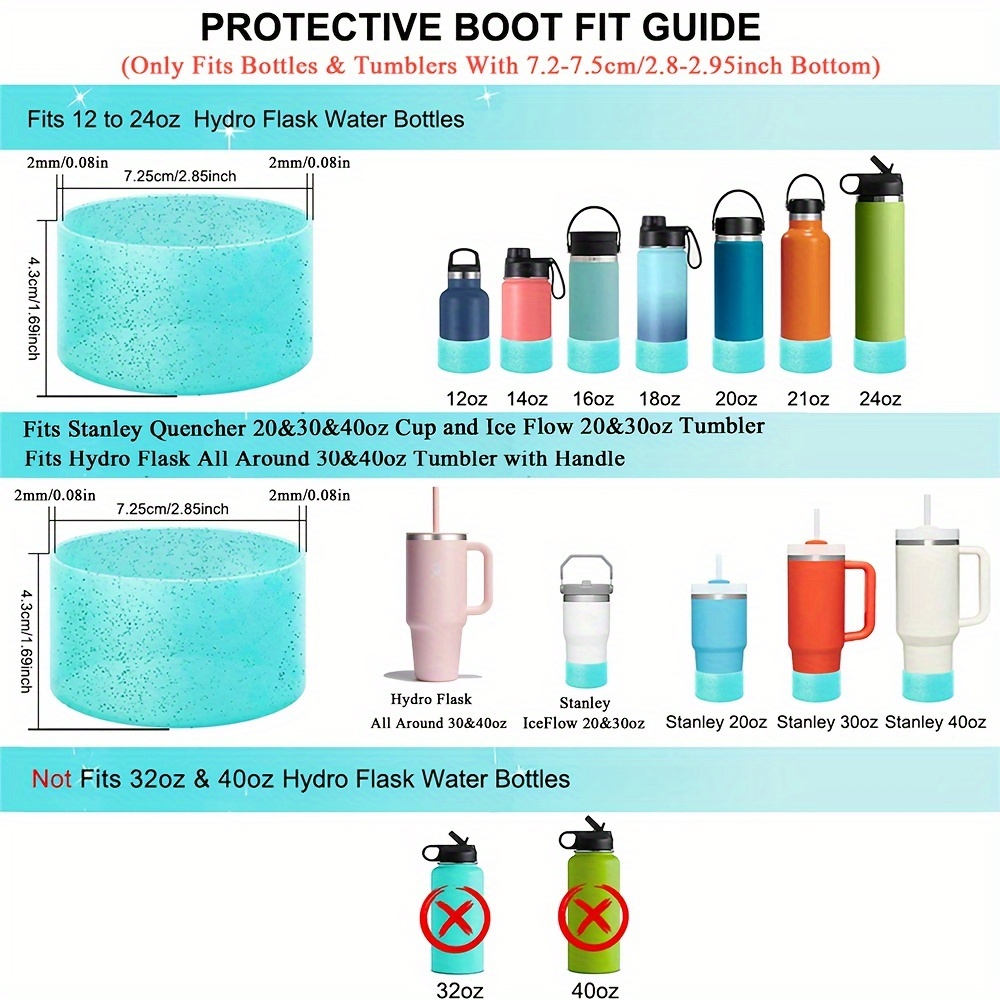Vmini Protective Glitter Silicone Boot, Compatible with Stanley Tumbler  20-40oz & Hydro Flask Water Bottle 12-24oz and More Bottles/Tumblers with