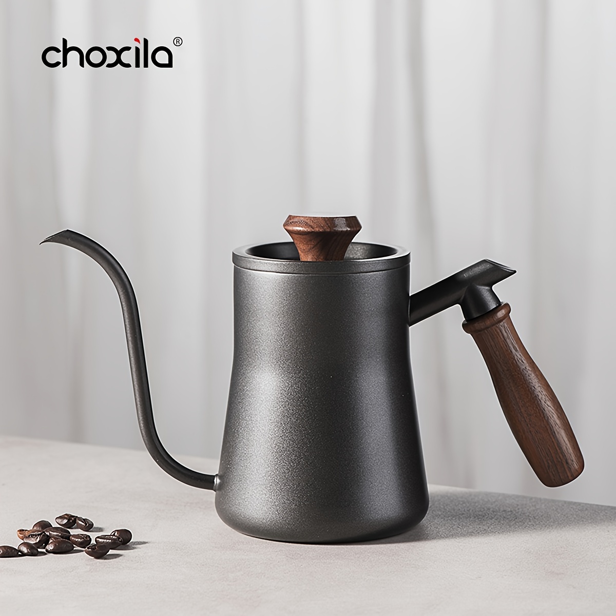 Stainless Steel Long Spout Swan Neck Kettle Wooden Handle Drip Coffee Tools  Cafe