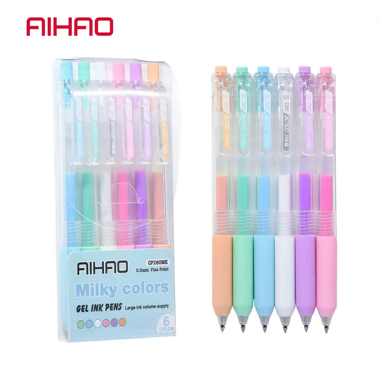 AIHAO Milky Gel Pens, Fine Point, Color Pen For Journaling, Drawing, Adult  Coloring, Note Taking, 6 Pack, 0.5mm