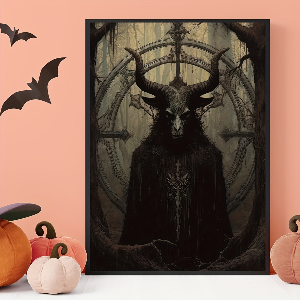 Canvas Poster Vintage Art Halloween Satanic Wall Decor - Temu