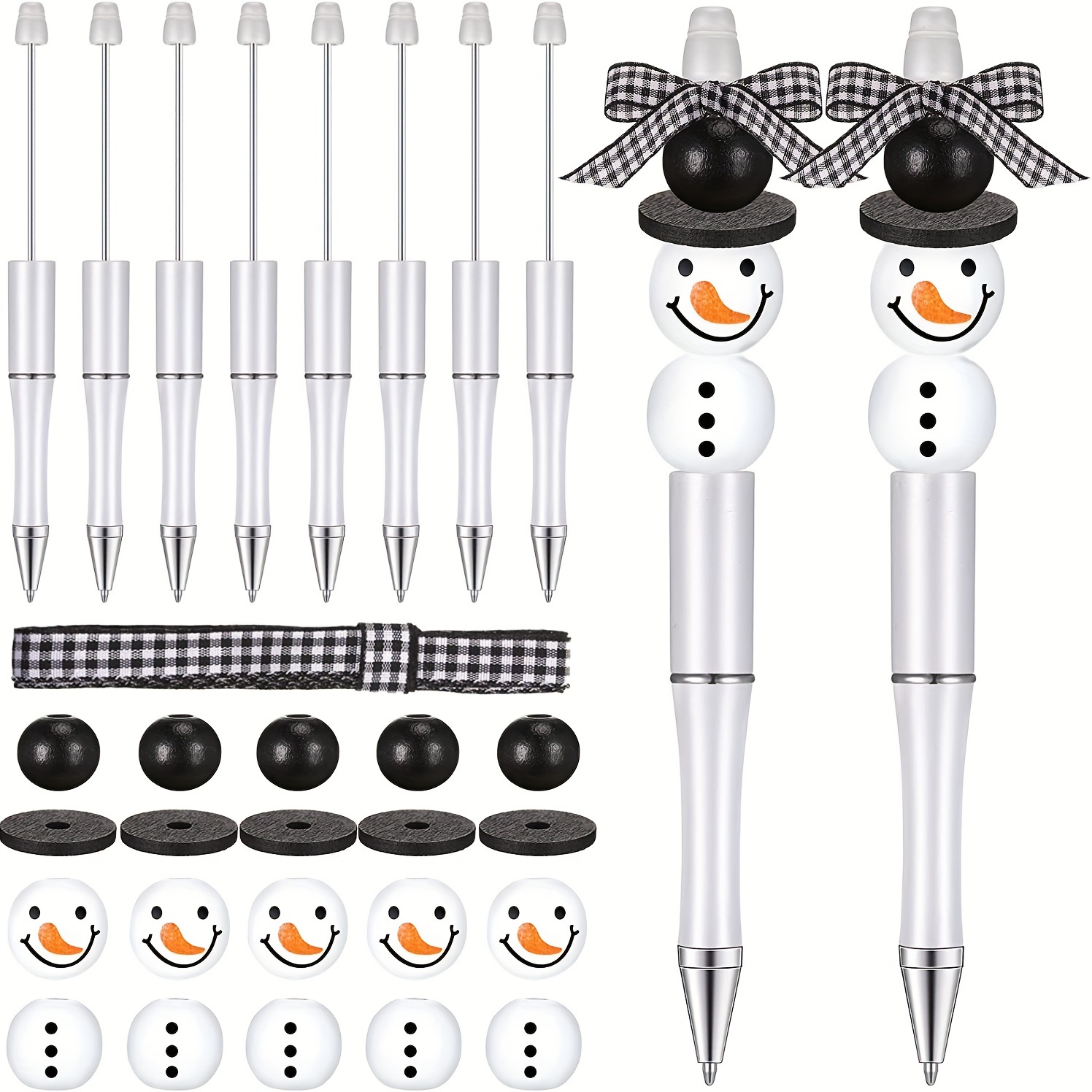 Diy Christmas Beadable Pens Plastic Bead Pens With - Temu
