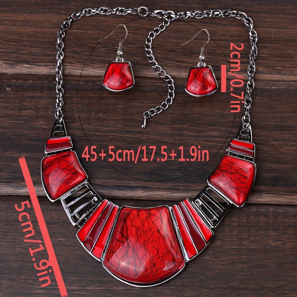 Ensemble De Bijoux En Résine De Pierre D'imitation Comprenant 3 Morceaux De  Collier À Huile Tombée Et 8 Boucles D'oreilles, Ornement De Style Bohème  Pour Femmes, Mode en ligne