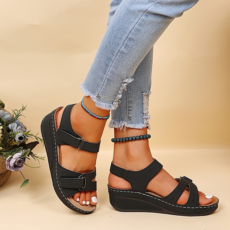 solid color wedge sandals women s casual open toe summer details 3