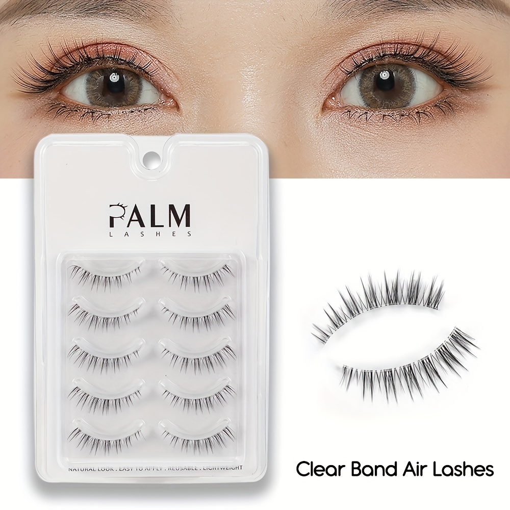 Palm Lashes Natural Look False Eyelashes Clear Band Short Lashes TS04