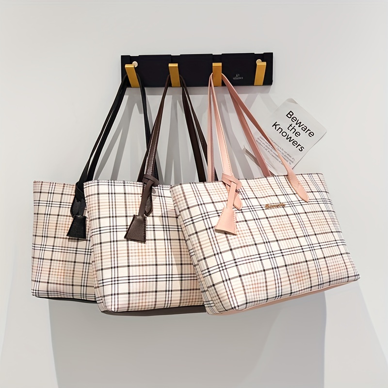 

Stylish Casual Shoulder Bag, Pu Material, Extended Shoulder Strap, Comfortable Exquisite Plaid Design, Essential For Commuting